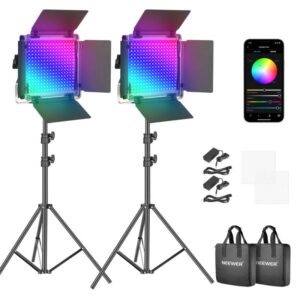 KIT DE LUCES PARA ESTUDIO NEEWER RGB660 PRO JGOx2 + SOPORTES + ESTUCHE